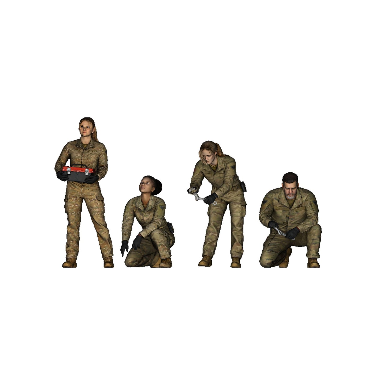 figreal 1/72 U.S.AIRFORCE (1) EG4b Set of 4 Mechanics 072-00017-EG4b Painted Figure