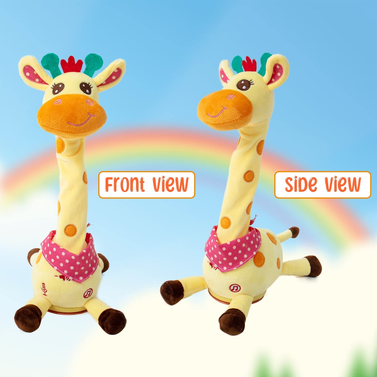 JISON21 Dancing Talking Giraffe Plush Toy, Funny Singing Recording & Repeating Musical Giraffe, Unique Valentine's Day Gift for Girlfriend Boyfriend, Interactive Fun for Baby Toddlers Kids(Yellow)