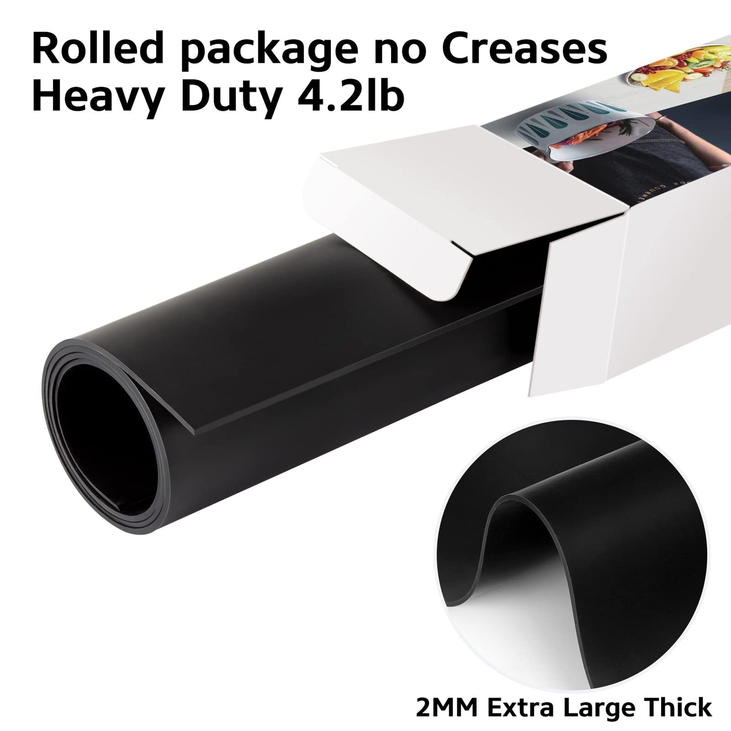 Silicone Mat Heat Resistant Mats for Countertop, Multipurpose Large Silicone Mats for Crafts Kitchen Workbench Size 48x24 inches Thick 2mm,Rolled Package,Black