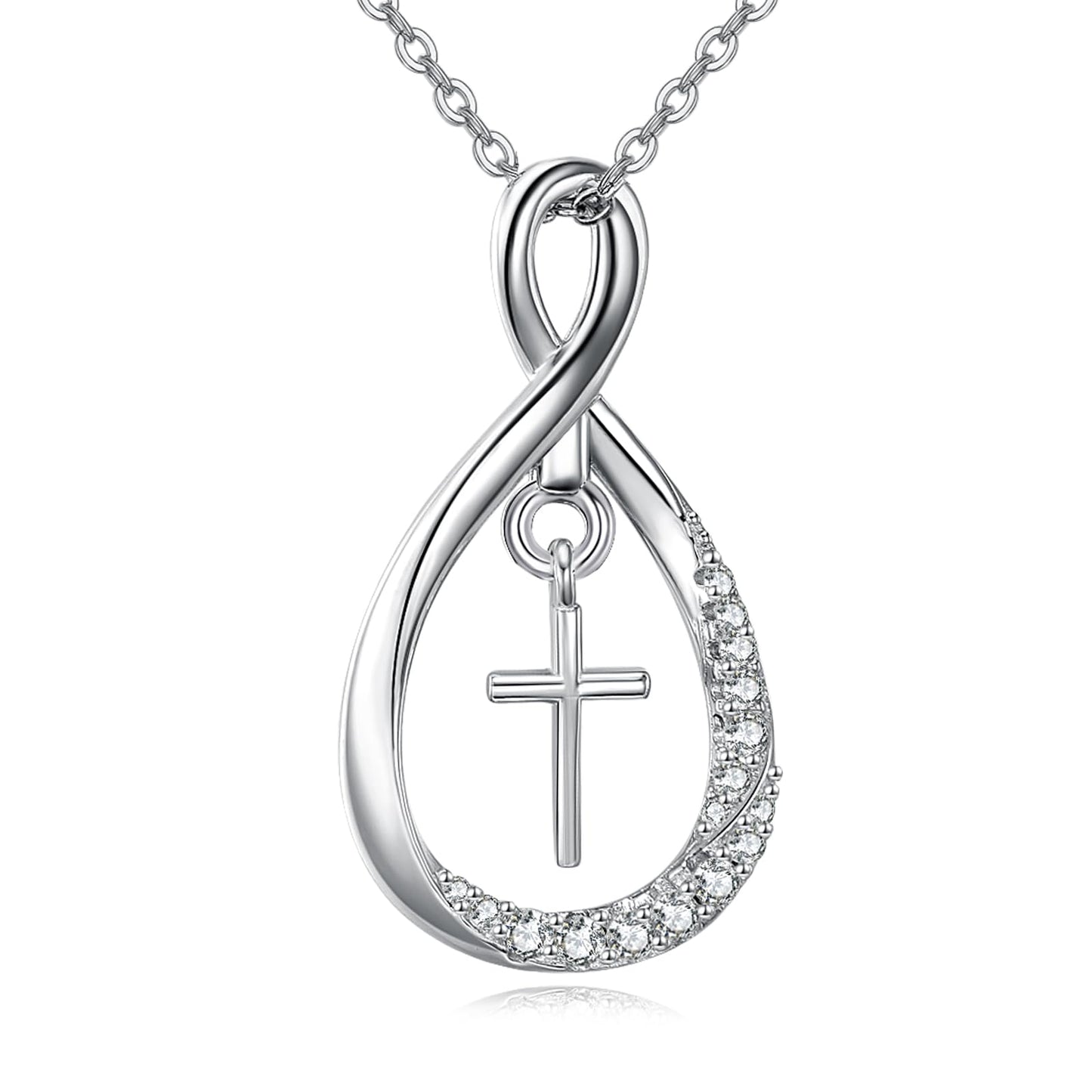VONALA Infinity Cross Necklace 925 Sterling Silver Cross Pendant Jewelry for Women