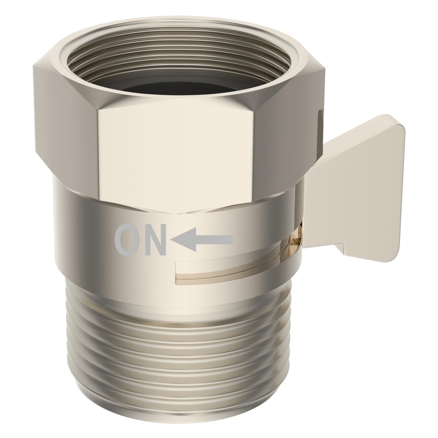 Hibbent All Metal 1 Pack Shower Head Flow Control Valve, G1/2 Brass Shut-off Valve with Metal Handle Lever, Shut OFF Water Flow Control Regulator for Handheld Shower, or Bidet Sprayer, Brushed Nickel