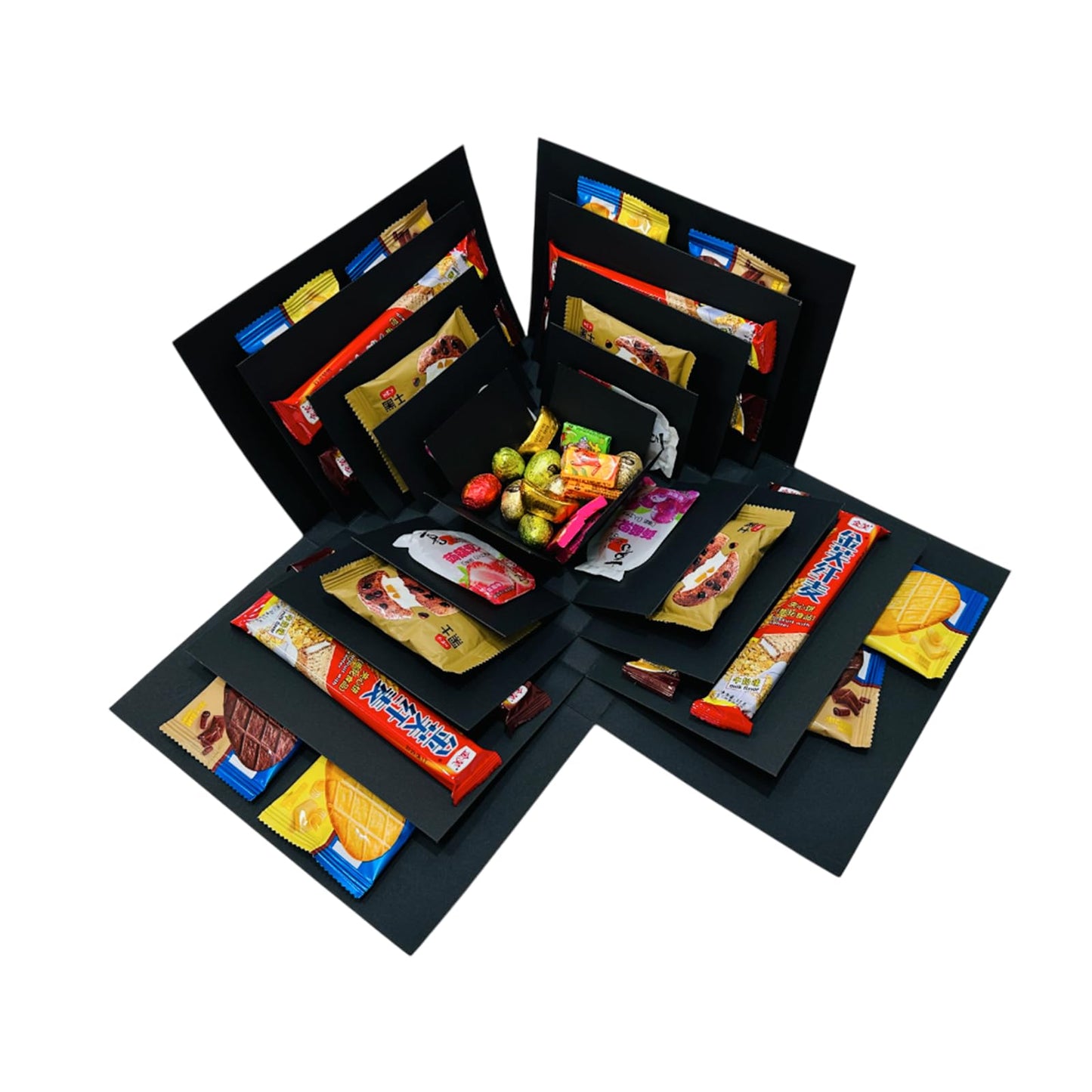 LOOMROOT Gift Box for Holidays, 5 Layer Surprise Picture Box Opens Up, Multi Layer DIY Photos Gift for Birthdays (BLACK)