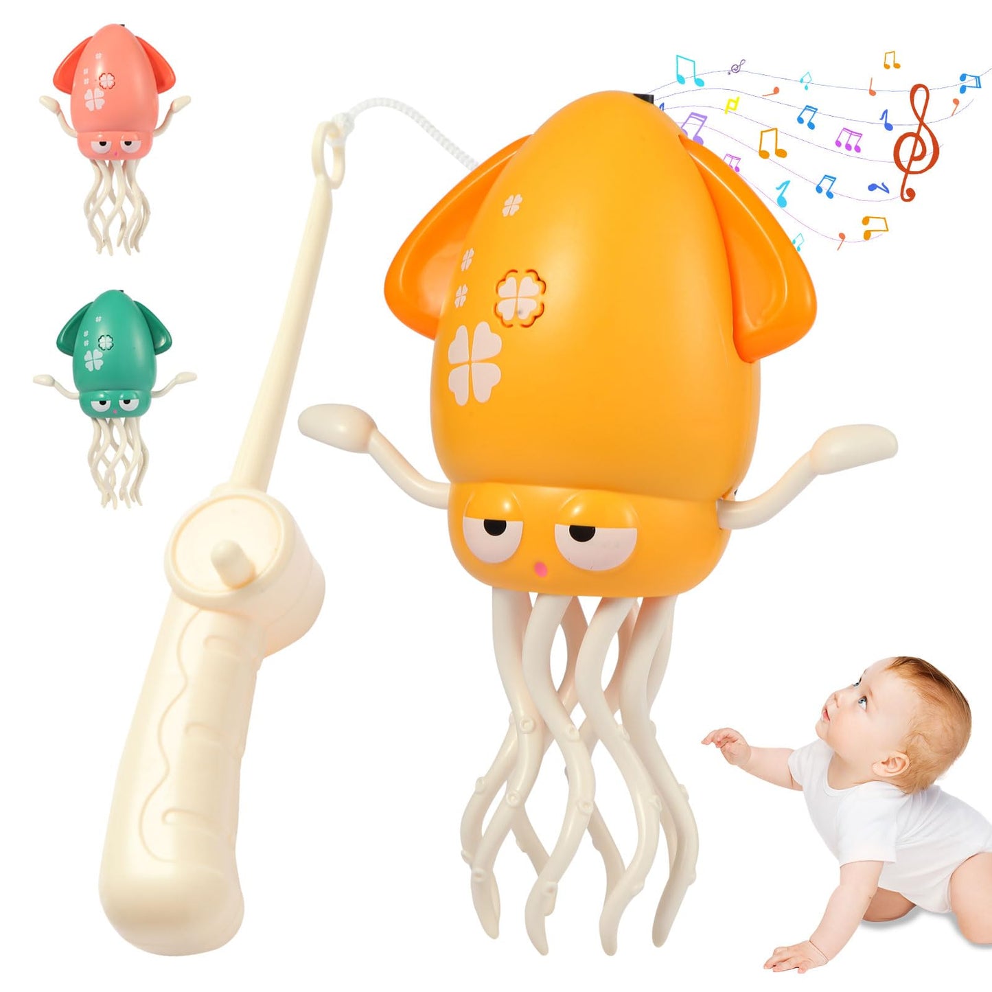 Anpole Electric Dancing Squid Toys，Automatic Obstacle Avoidance Sensor Toys Upright & Crawling Two Modes，Rechargeable Magic Dancing Music Squid for Kids Boy Girl Birthday Gifts