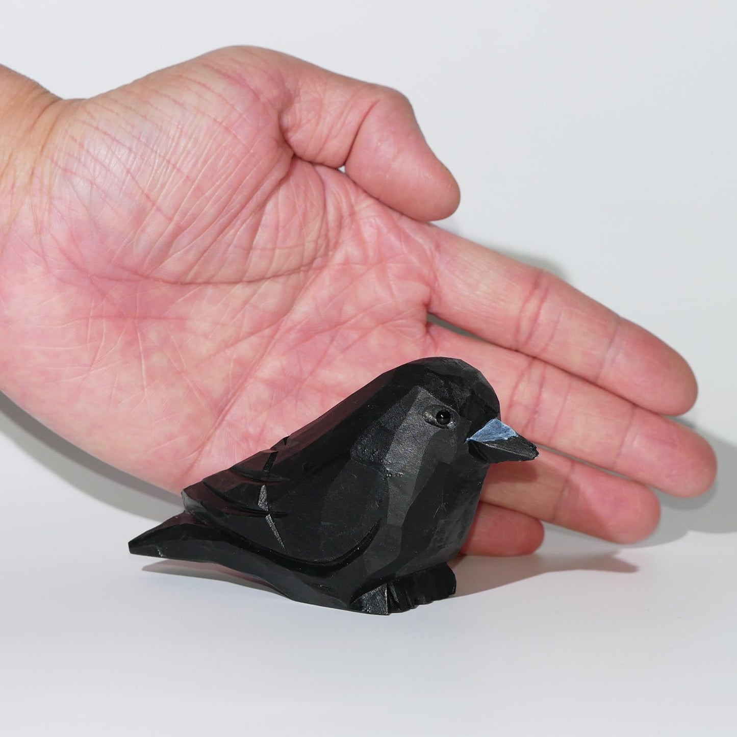 DinNingNing Wood Crow Figurine Black Raven Decor Small Animal Statues Carving Sculpture Ornament Bird Gifts