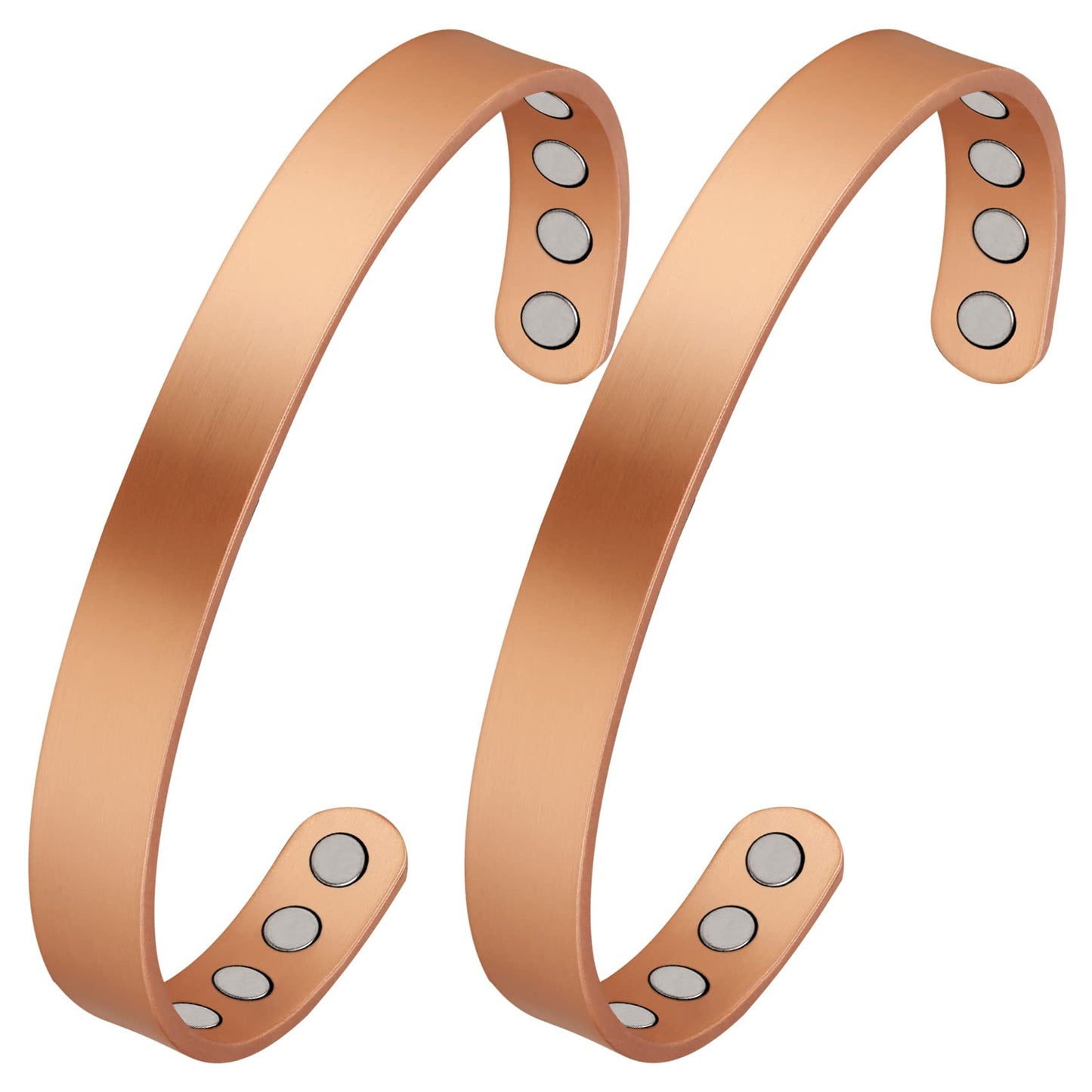 Feraco Copper Magnetic Bracelet for Men Women, 99.99% Pure Copper Cuff Bangle with Effective Neodymium Magnets, Adjustable Jewelry Gifts (Set of 2)