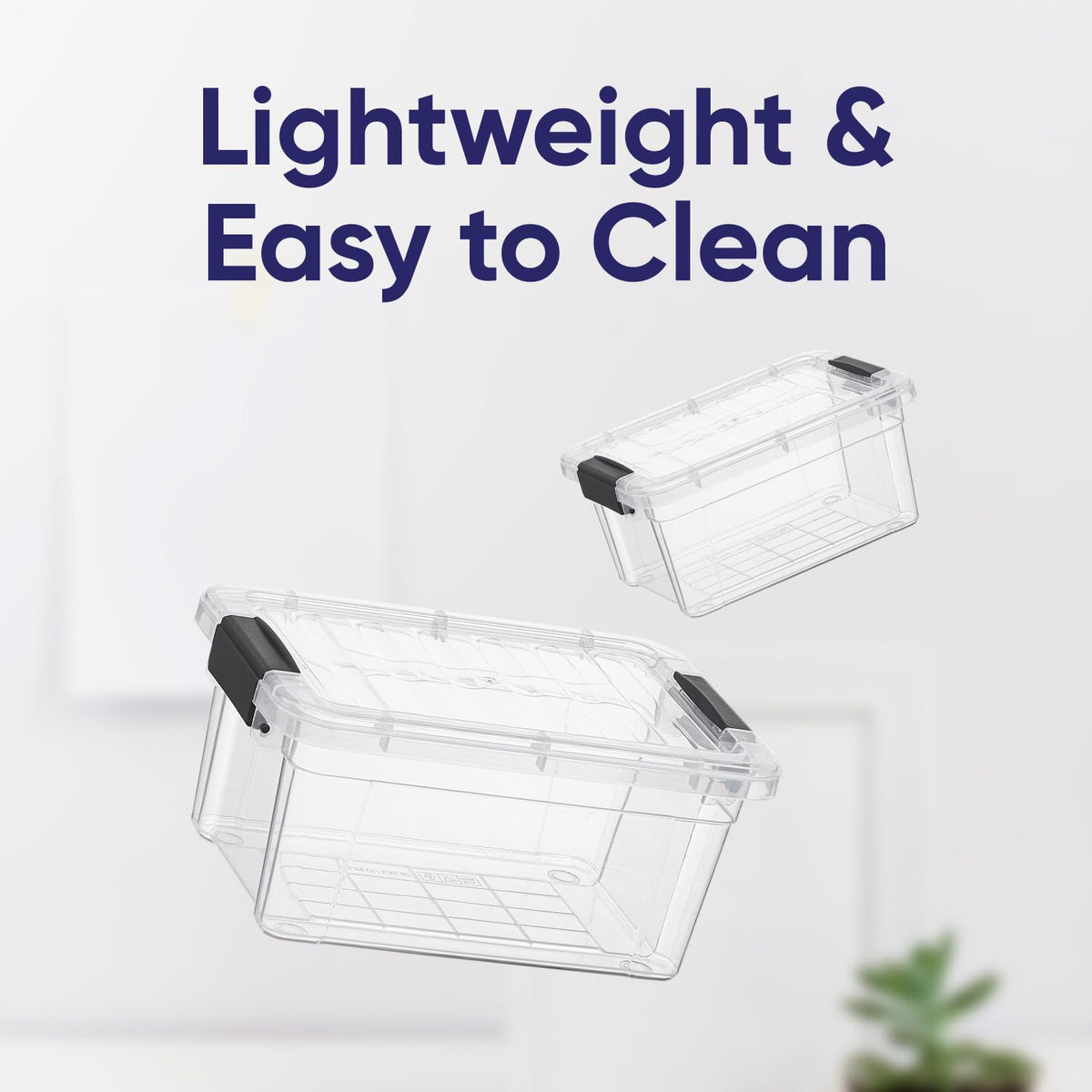 1.05 Quart Mini Clear Plastic Storage Container with Lid (2 Count)