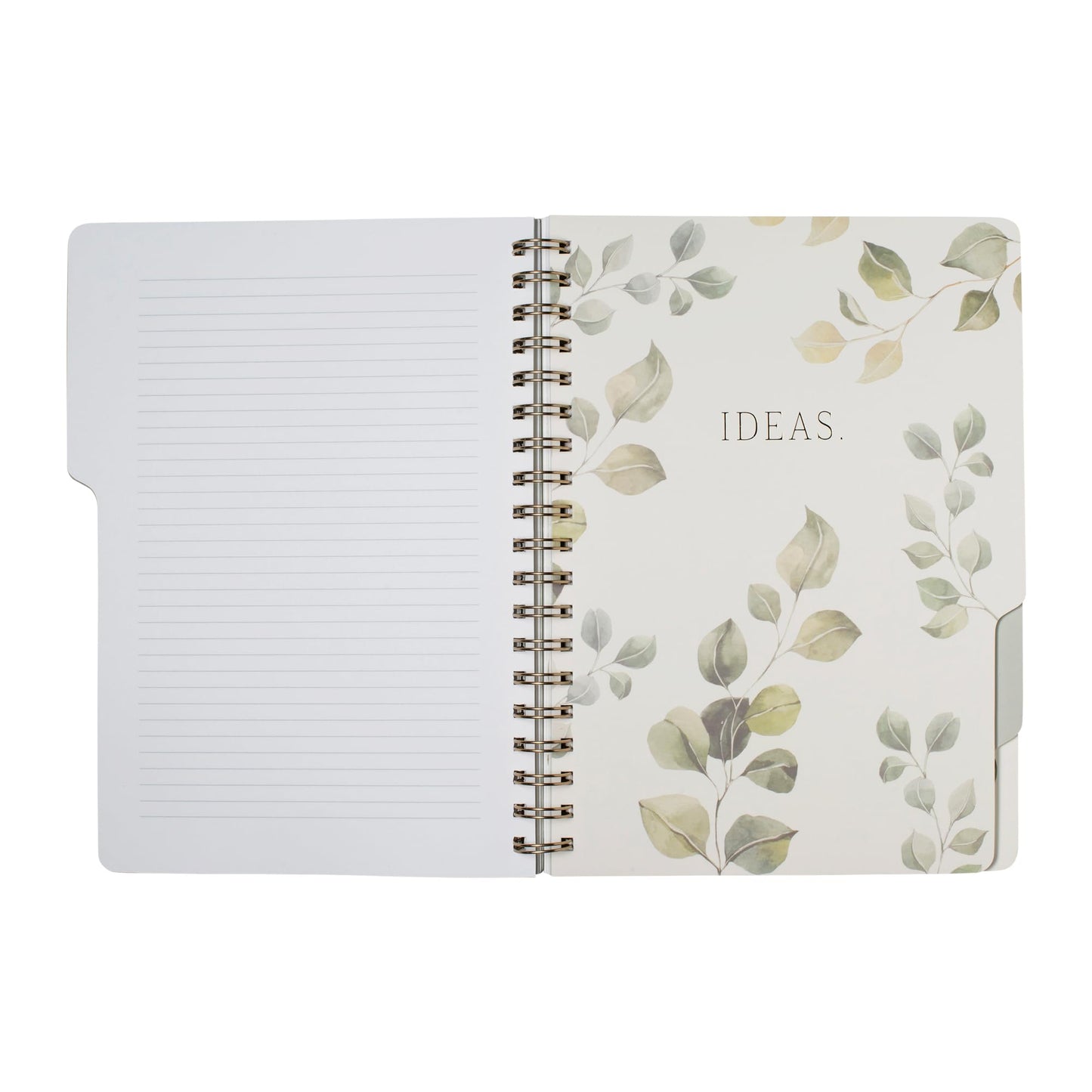 Fringe Studio Large Tab Notebook, "Modern Eucalyptus", Flexible Paperback Cover, 5 Subject/Die-Cut Dividers, 7.25" X 10", 180 Lined Pages, Multicolor (343PA001FSC)