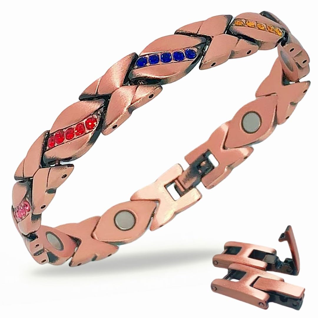 SCVIYRUN - Magnetic Copper Bracelets for Women - 99.99% Pure Copper Effective Magnetic Bracelets and easy 2 links for Mother