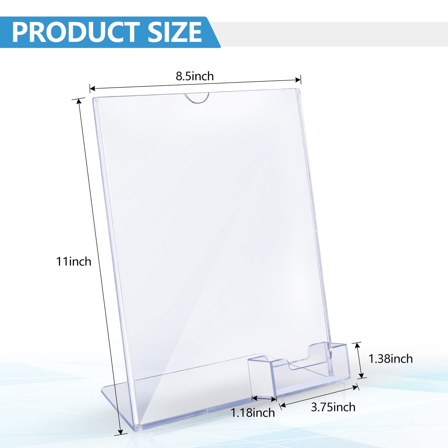 zavekia 8.5 x 11 Acrylic Sign Holder with Business Card Holder, Brochure Display Stand for desktop (8.5 x11 in/2 pack)