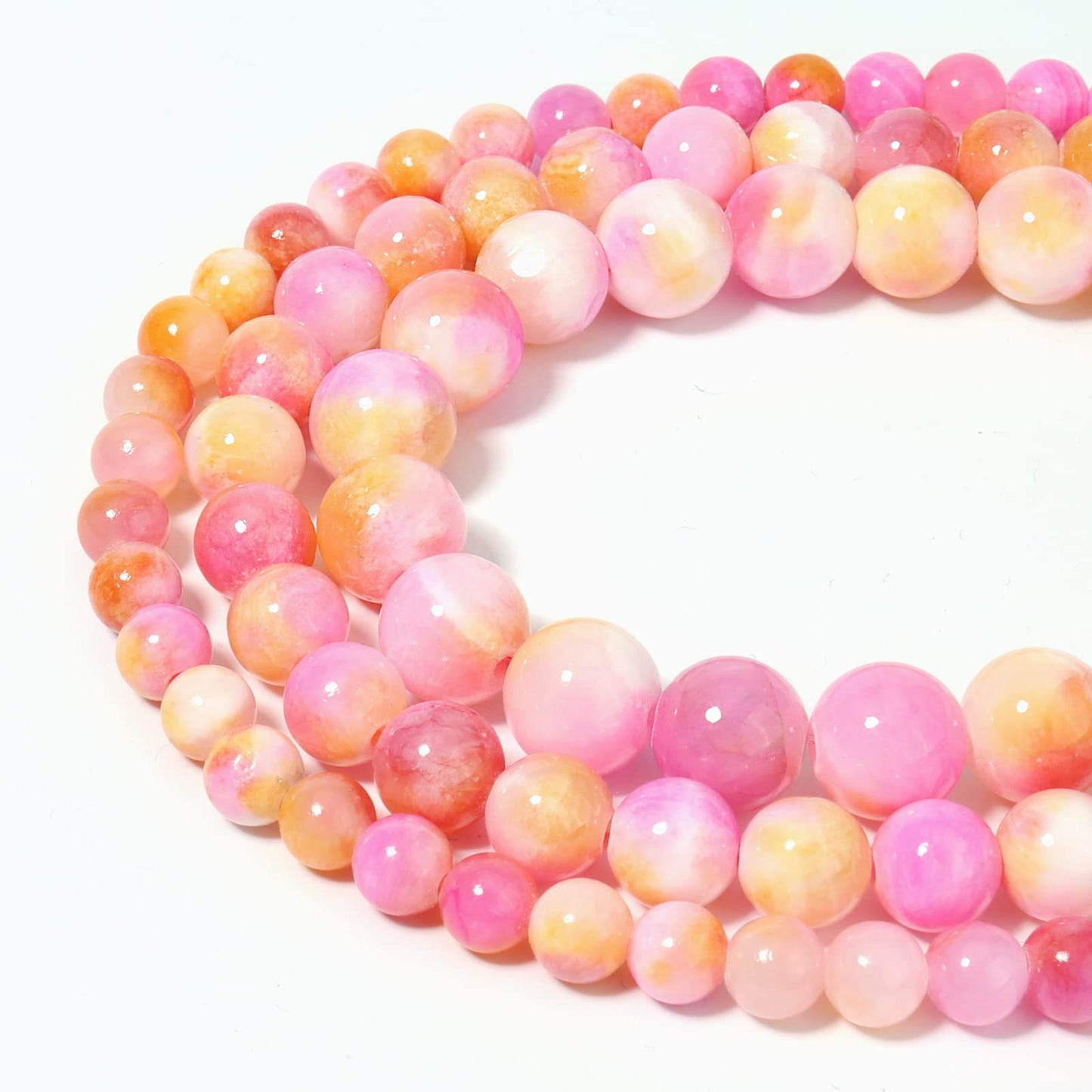 45pcs 8mm Natural Stone Beads Pink Yellow Persian Jade Beads Energy Crystal Healing Power Gemstone for Jewelry Making, DIY Bracelet Necklace