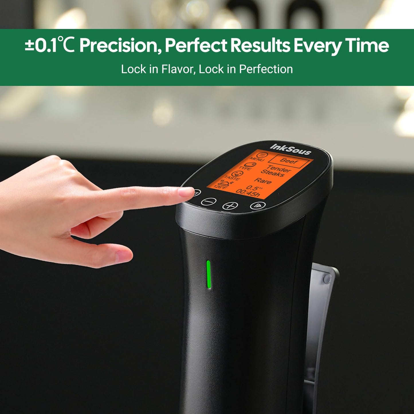 InkSous WIFI 2.4G Sous Vide Cooker 1000W Immersion Circulator with APP 14 Recipes,Alarm,Calibration & Timer, 3D Water Fast Heating Ultra-Quiet Sous Vide Machine