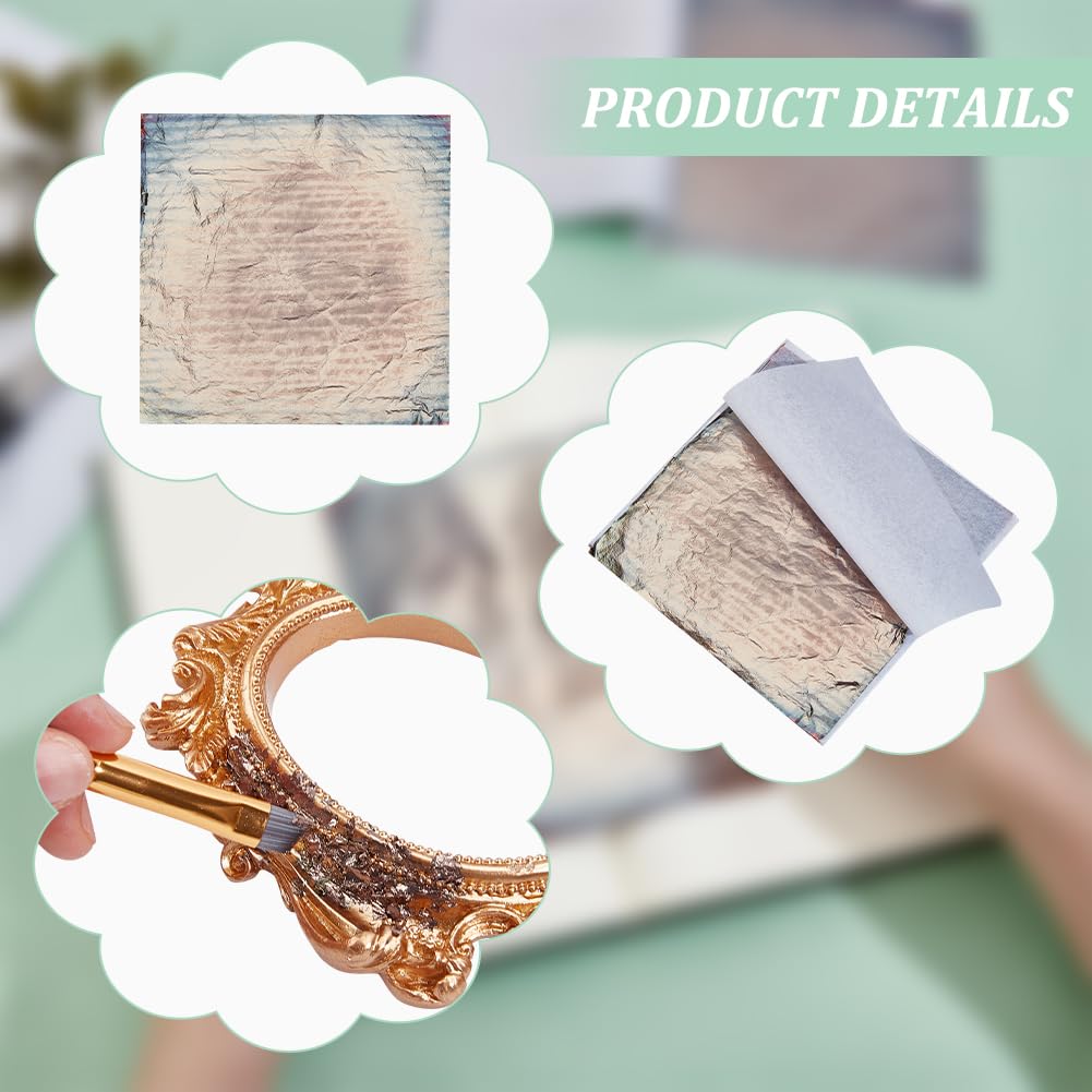 MAYJOYDIY 50 Pcs Antique Gold Leaf Sheets 5.5×5.3 Inch Imitation Gold Foil Paper Sheets Gilding Crafting Foil Sheets for DIY Nail Paintings Handcrafts Picture Frames Sculpture Furniture Arts