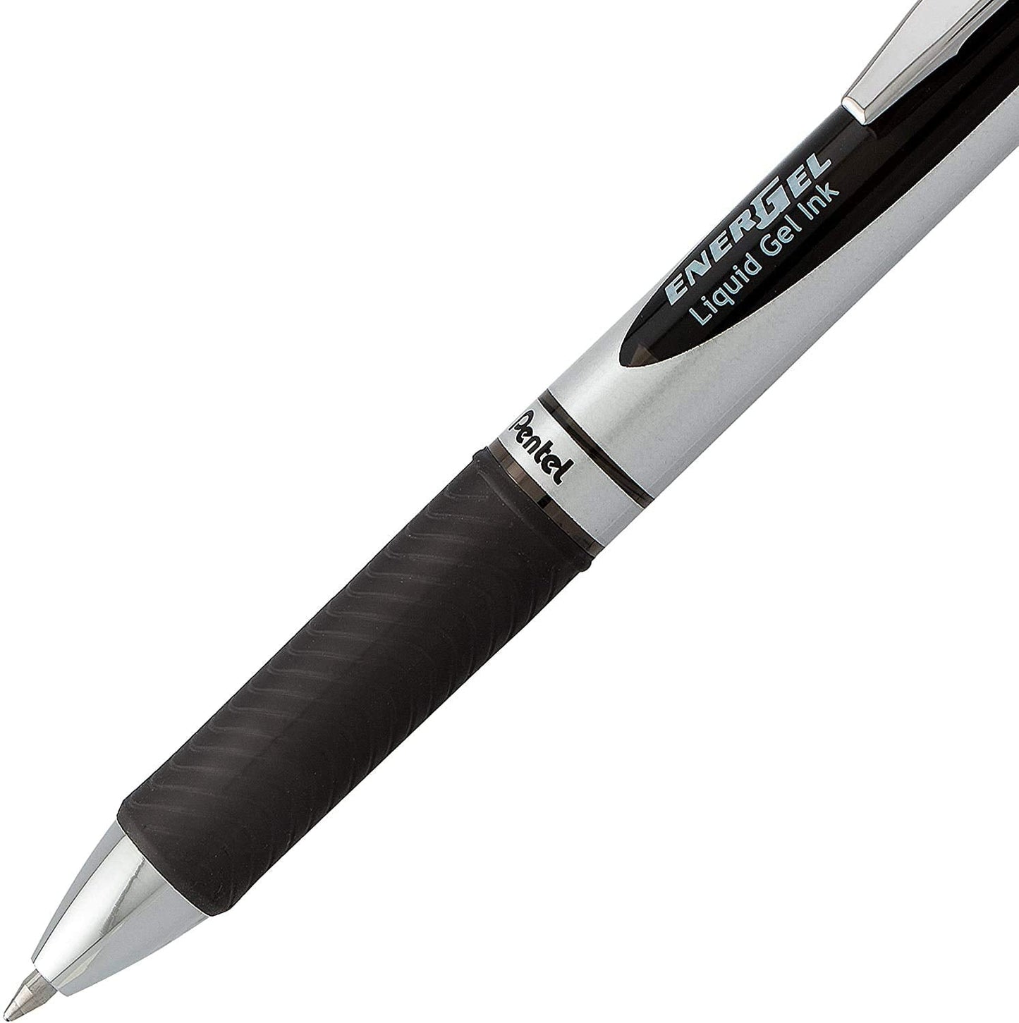 Pentel Energel 0.7 mm RTX Retractable Black Ink Pens - Medium Point, Metal Tip Pack of 10