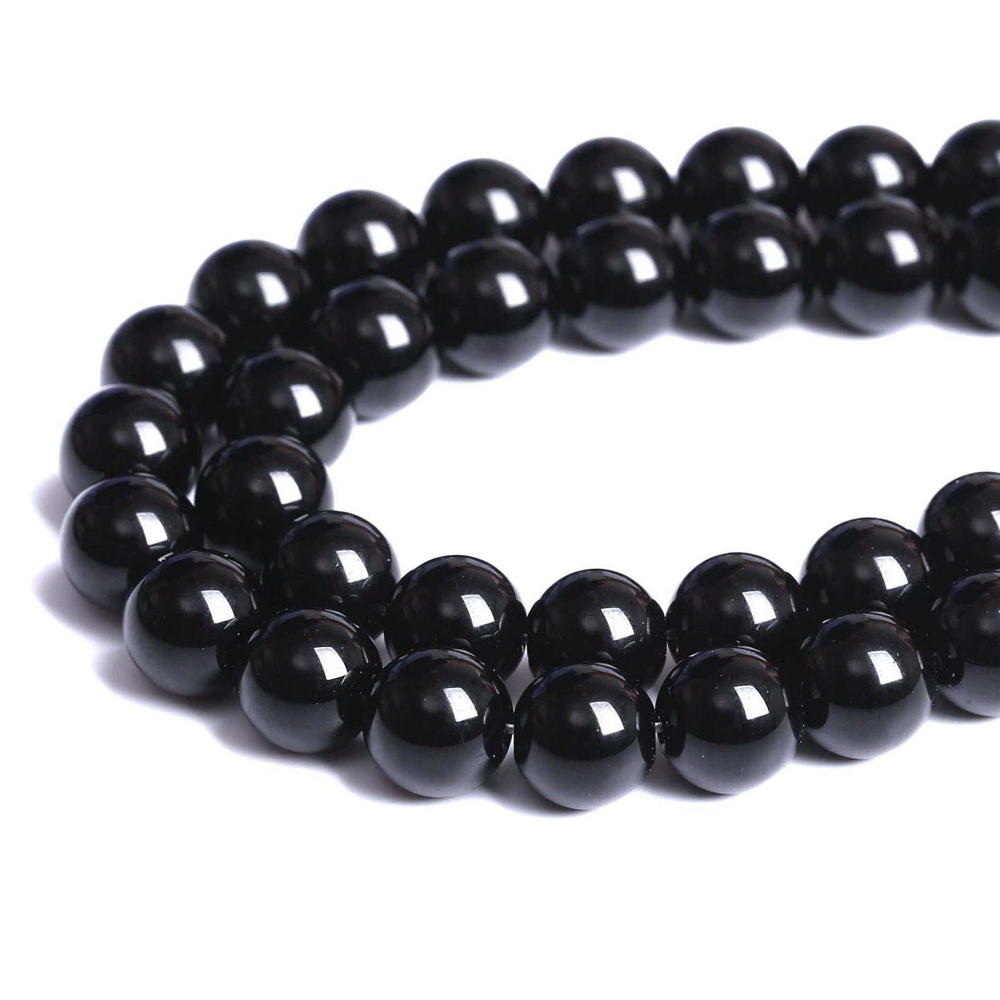 6mm 66pcs Natural Black Agates Onyx Stone Beads Smooth Round Loose Spacer Beads for Jewelry Making DIY Bracelets 15"