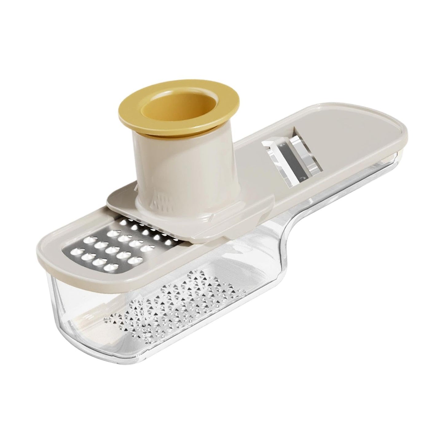 Bothyi Ginger Garlic Grater Ginger Garlic Grinding Cooking With Container Multi Purpose Slicer Easy Grip Manual Kitchen Tool for Baking, Beige White