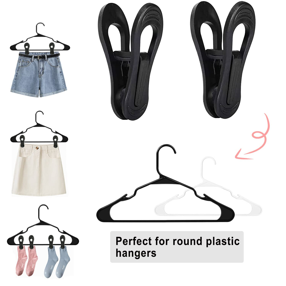Black Hanger Clips 60 PCS