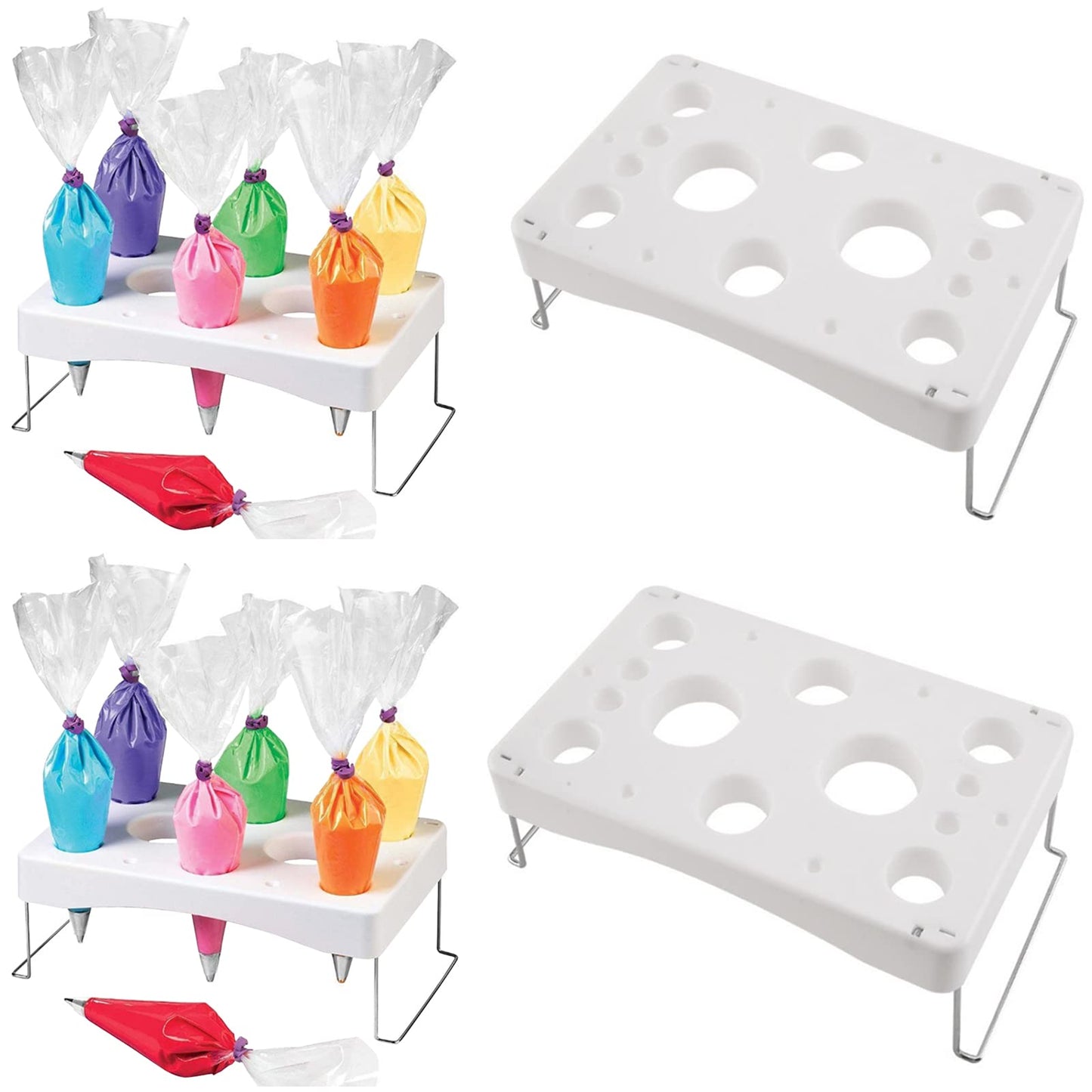 Piping bag shelf Decorating bag rack Cake decorating frosting bag rack Stainless steel feet Cake tools DIY baking 12 cavity cream bag rack (2 Packs)