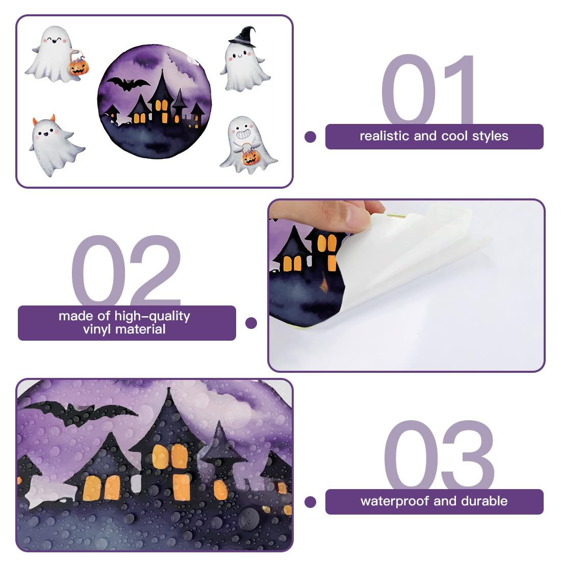 TOARTI Halloween Glow in The Dark Window Decal Halloween Luminous Ghost Wall Clings Haunted House Bat Pumpkin Night Glow Decals Scary Halloween Theme Party Decor