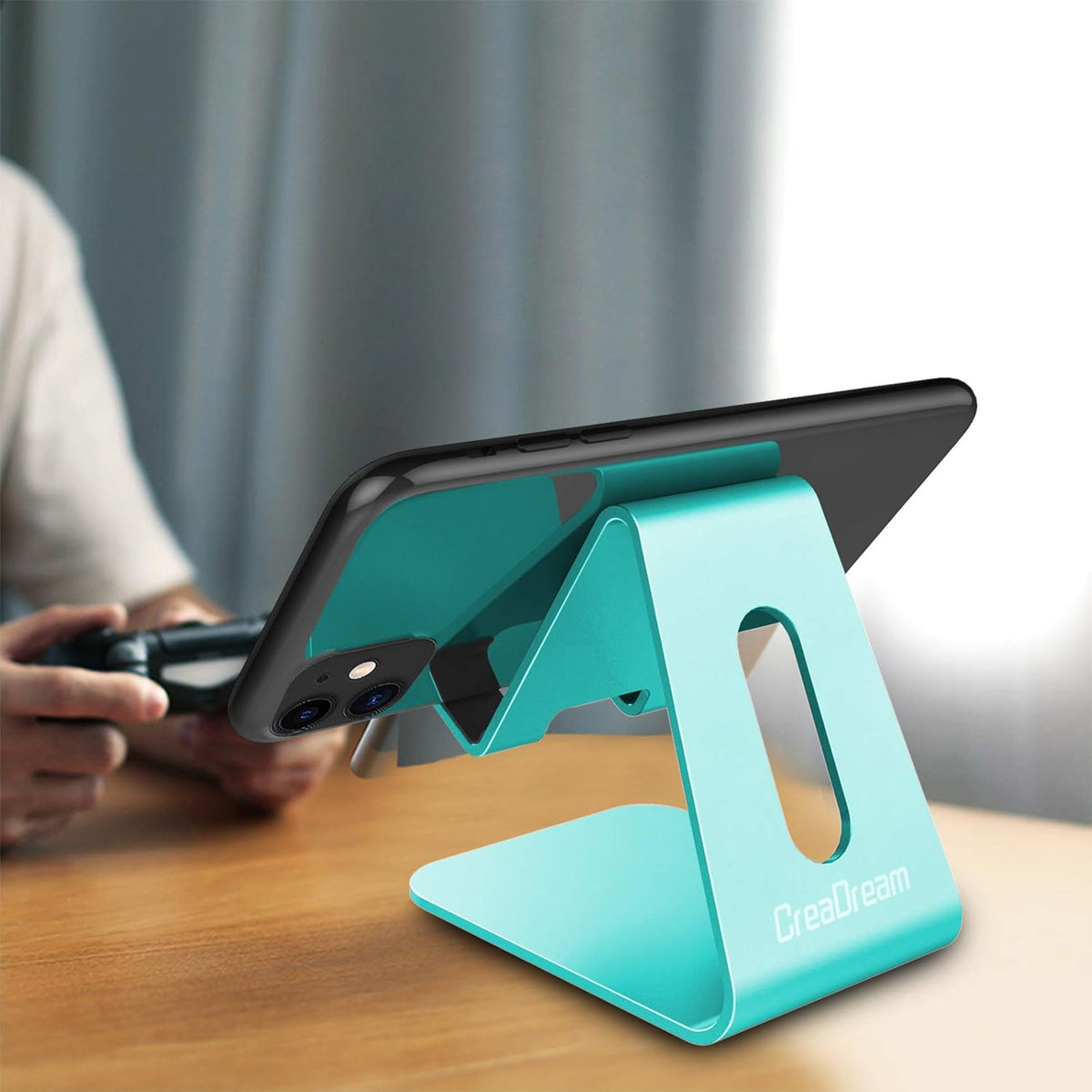 CreaDream Cell Phone Stand, Cradle, Holder,Aluminum Desktop Stand Compatible with Switch, All Smart Phone, iPhone 11 Pro Xs Max Xr X Se 8 7 6 6s Plus SE 5 5s (Mint Green)