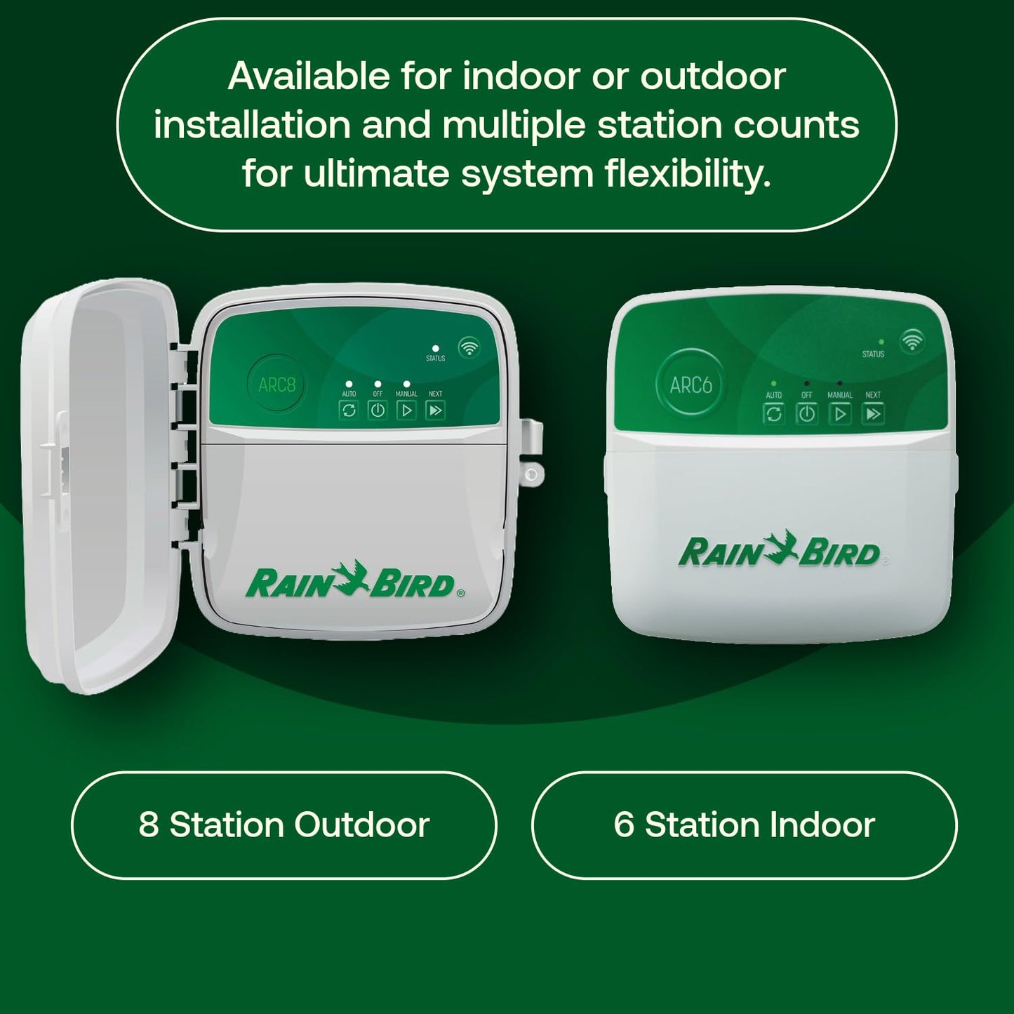 Rain Bird ARC6 App-Based Indoor Smart WiFi Irrigation Sprinkler Timer/Controller, 6-Zone/Station, EPA WaterSense Certified, Compatible with Alexa, Indoor 6-Station