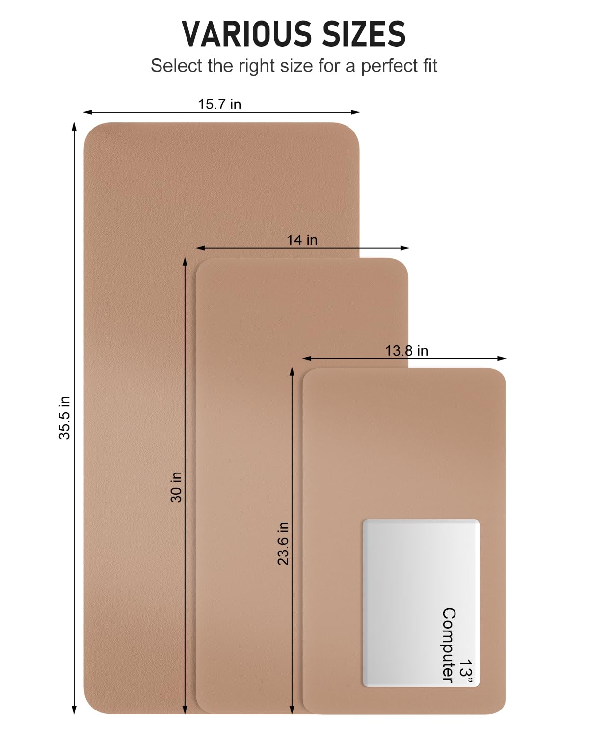 Niniubye Desk Pad, 35.5" x 17" PU Leather Non-Slip Desk Mat Large Mouse Pad for Desktop, Waterproof Laptop Computer Writing Mat for Office, Home, Work, Gaming, Champagne Gold