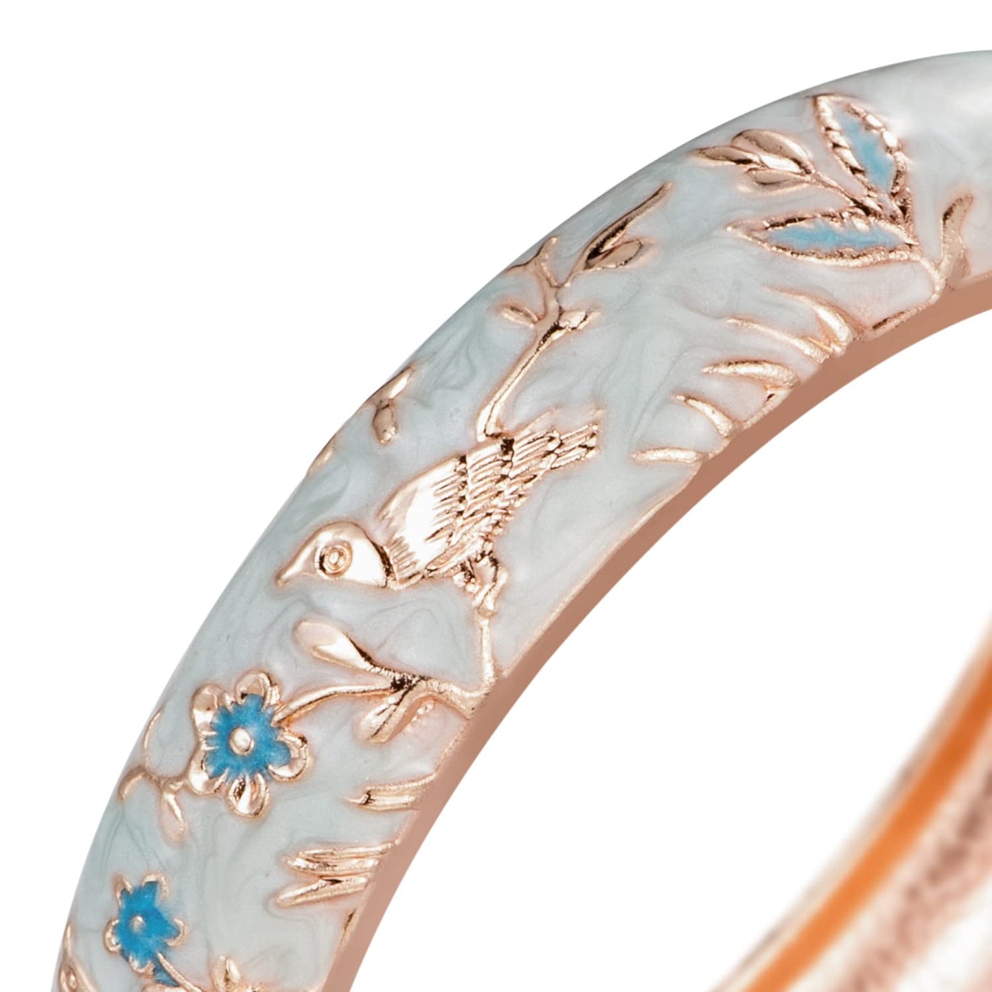 UJOY Colors Handcraft Jewelry Cloisonne Bracelet Enamel Bird Spring Hinged Womens Bangles Gifts Box 55C49 Light Blue