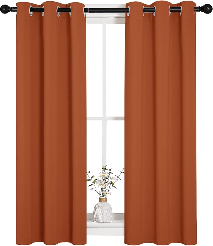 NICETOWN Burnt Orange Window Curtains Blackout Drapes, Thermal Insulated Solid Grommet Blackout Curtains/Draperies for Living Room (1 Pair, 29 by 45 inches)
