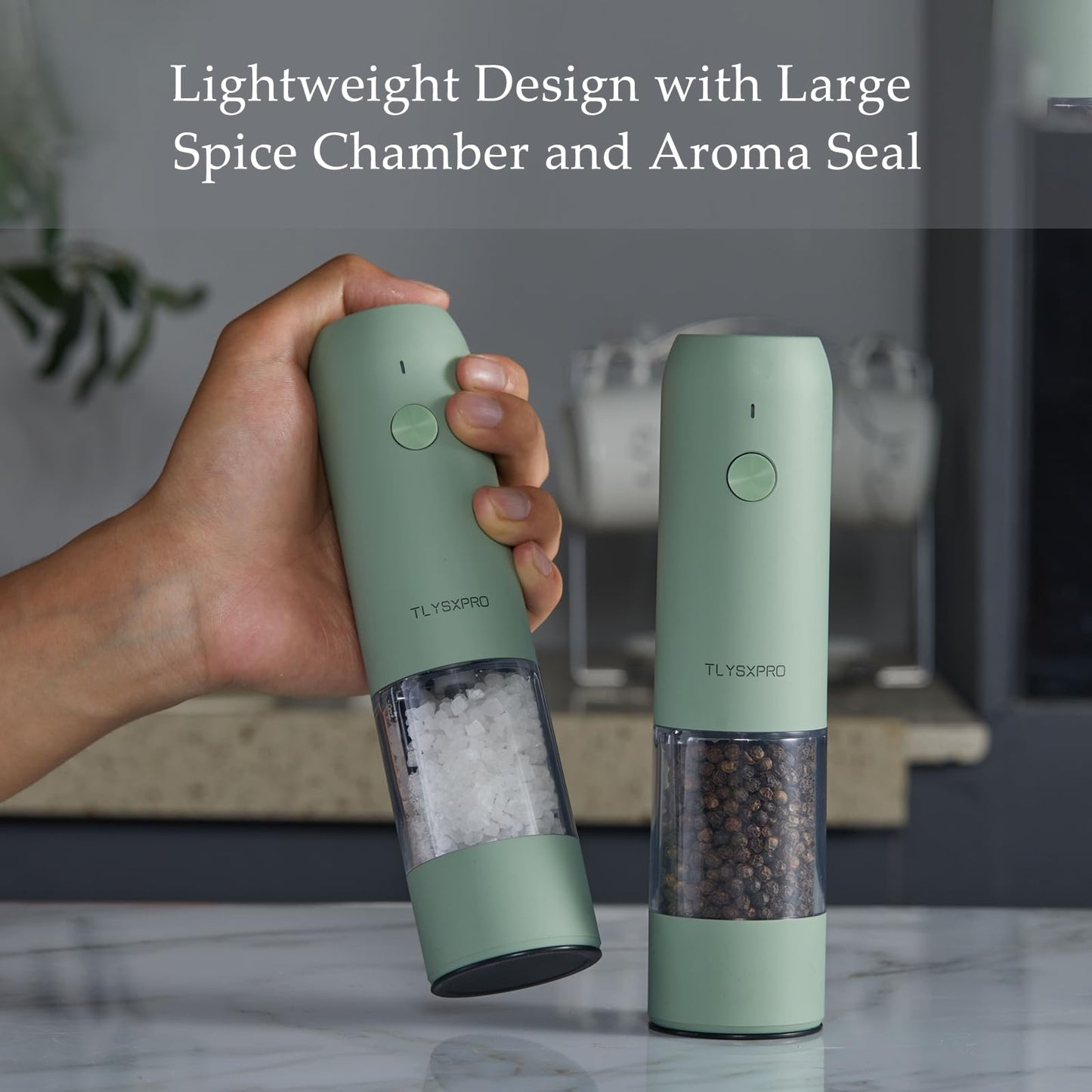 Electric Salt and Pepper Grinder - USB Rechargeable, Automatic Salt and Pepper Shaker, Adjustable Coarseness, Electric Pepper Mill, LED Light, Refillable, Kitchen Gadget (1-Pack, Buttercream)