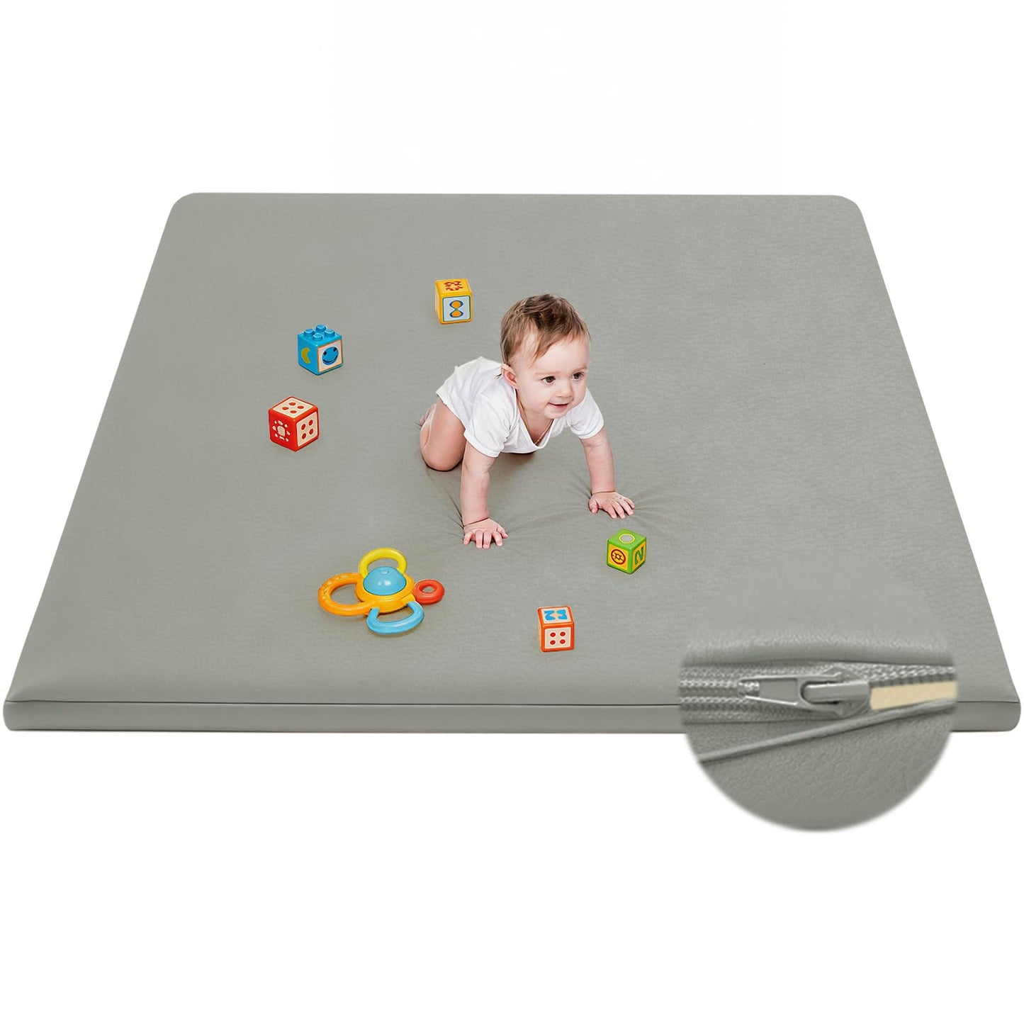 ILPEOD Waterproof Baby Play Mat for Floor Memory Foam 74 * 50 Cushion Playpen Playmat Tummy Time Crawling Mat Nursery Rug Thick Pad Create Soft & Safe Area for Infants,Toddler,Kids,Grey