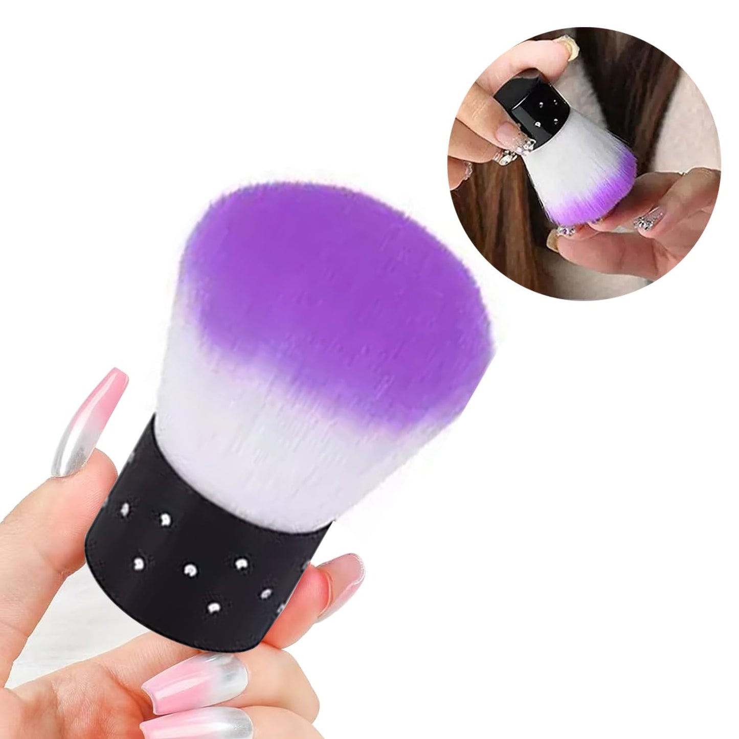 Purple Nail Art Brush Set, 7Pcs Gel Nail Brushes With Dotting Tools, Dusting Brush, Toe Separator, Manicure Tool Kit for Acrylic Application, Builder Gel. Gel Polish Paint, Nails Art Design