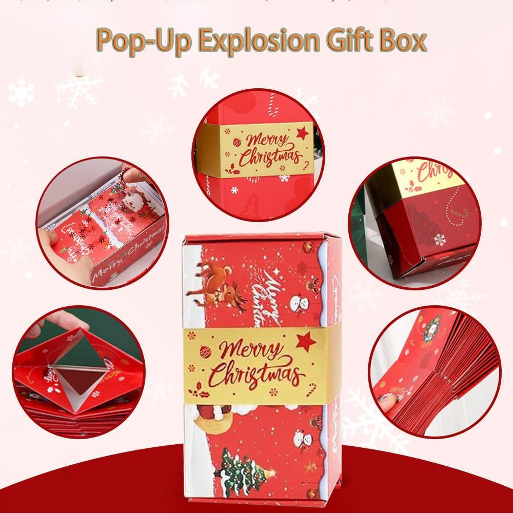 Surprise Gift Box Explosion for Money,Unique Folding Bouncing Gift Box, Christmas Surprise Box Explosion,Pop-Up Luxury Cash Box for Christmas Birthday Anniversary (12 Bounces)