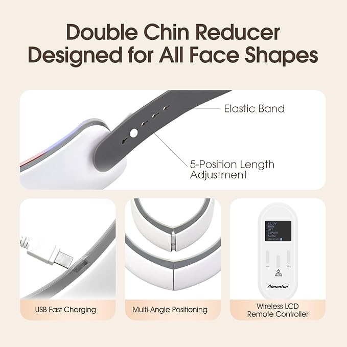 Intelligent Double Chin Reducer and V-Face Lift Belt Machine with Remote Control, Face Massager V-Face Device for Women