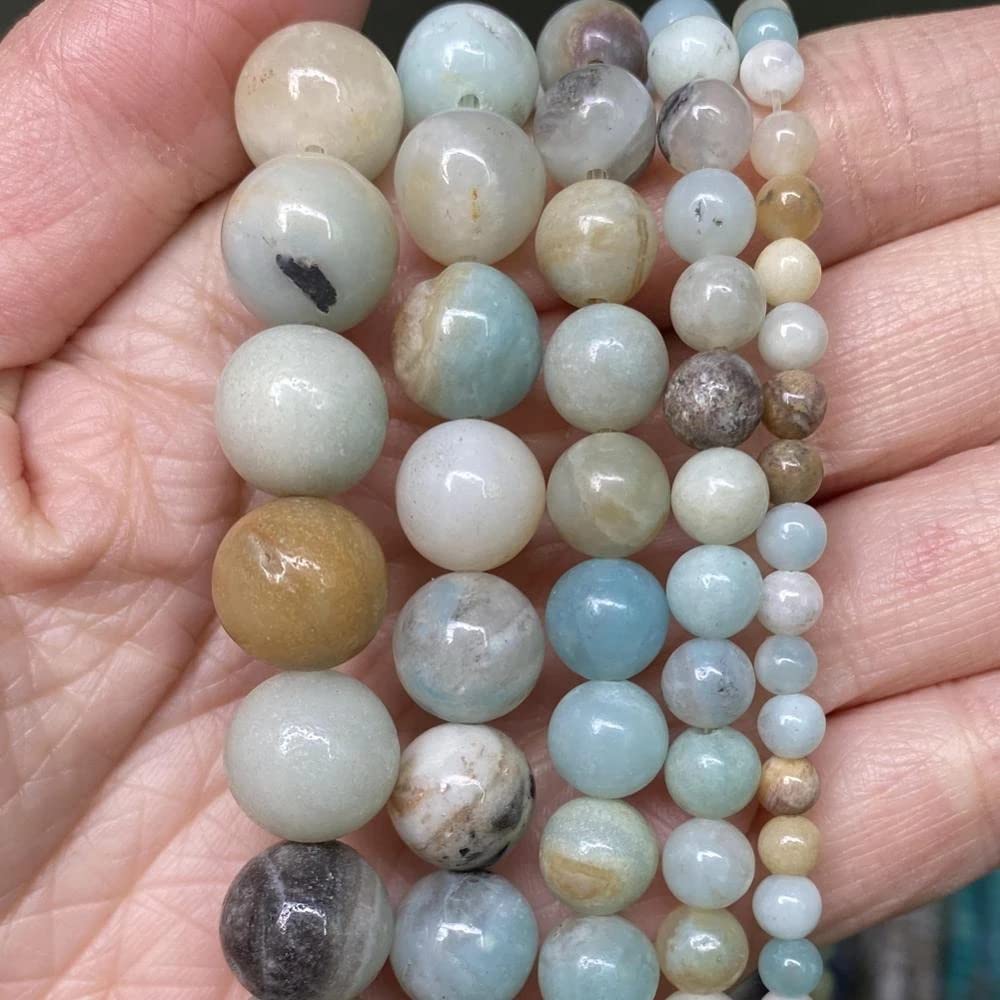 10mm 38pcs Natural Stone Beads Colorful Amazonite Gemstone Round Loose Beads for Jewelry Making DIY Bracelet Necklace Earrings15 Inch