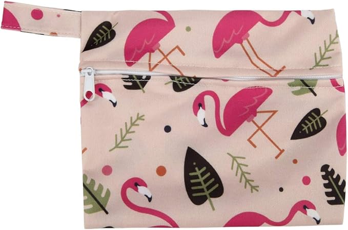 5 Small Panty Liners 1 Wet Bag Cloth Menstrual Pads Reusable Washable (Flamingo, S Panty Liners)