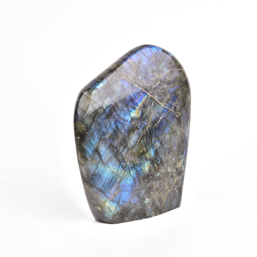 JIC Gem Labradorite Palm Stone Crystal,100% Natural and Handcrafted, Irregular Polished Healing Crystal Gemstones,Worry Stone with Healing & Calming Effects. (1-2 Lb)