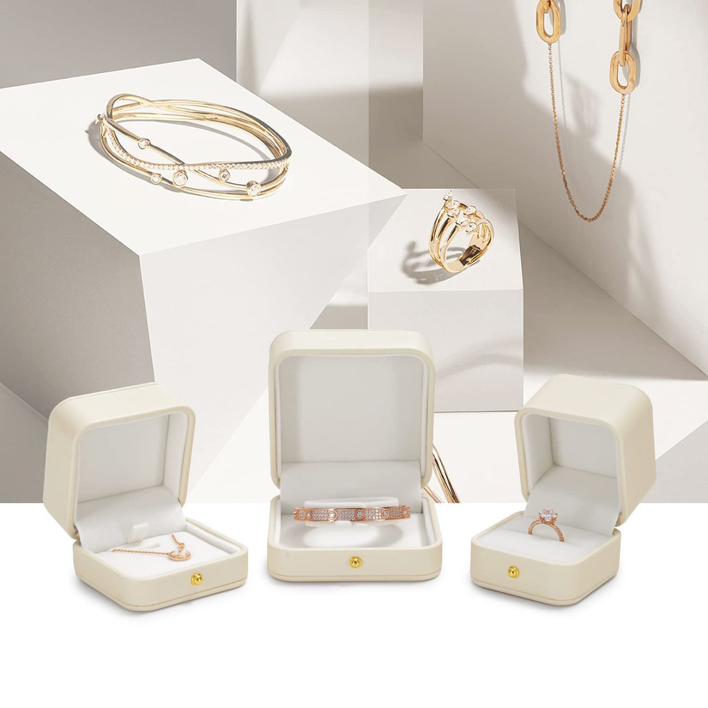 Oirlv Premium Leather Necklace Gift Box White Necklace Boxes for Jewelry Gift Velvet Interior Pendant Box