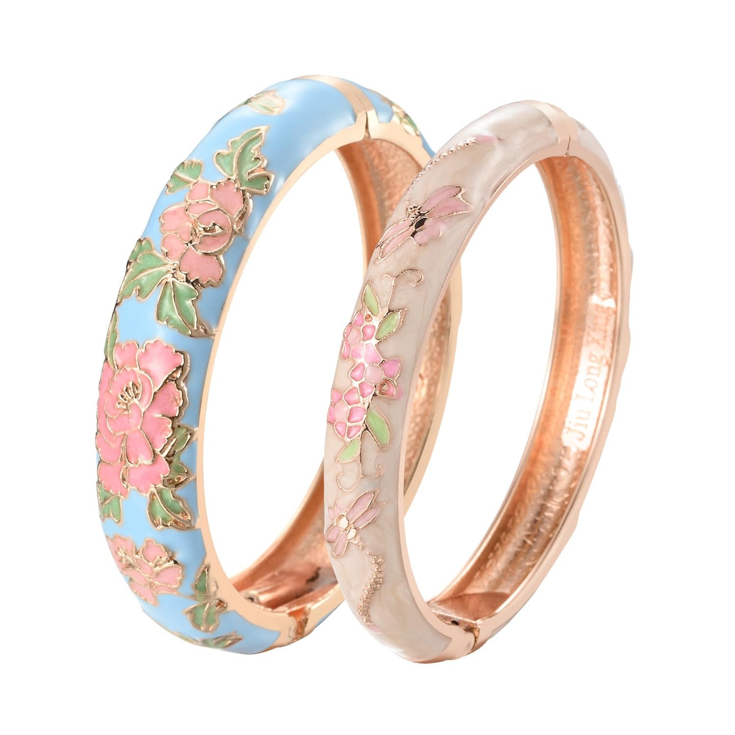 UJOY Cloisonne Bangles Gorgeous National Enameled Plated Handcrafted Jewelry Bracelets Gifts with Box 55C48-55A129 Blue White