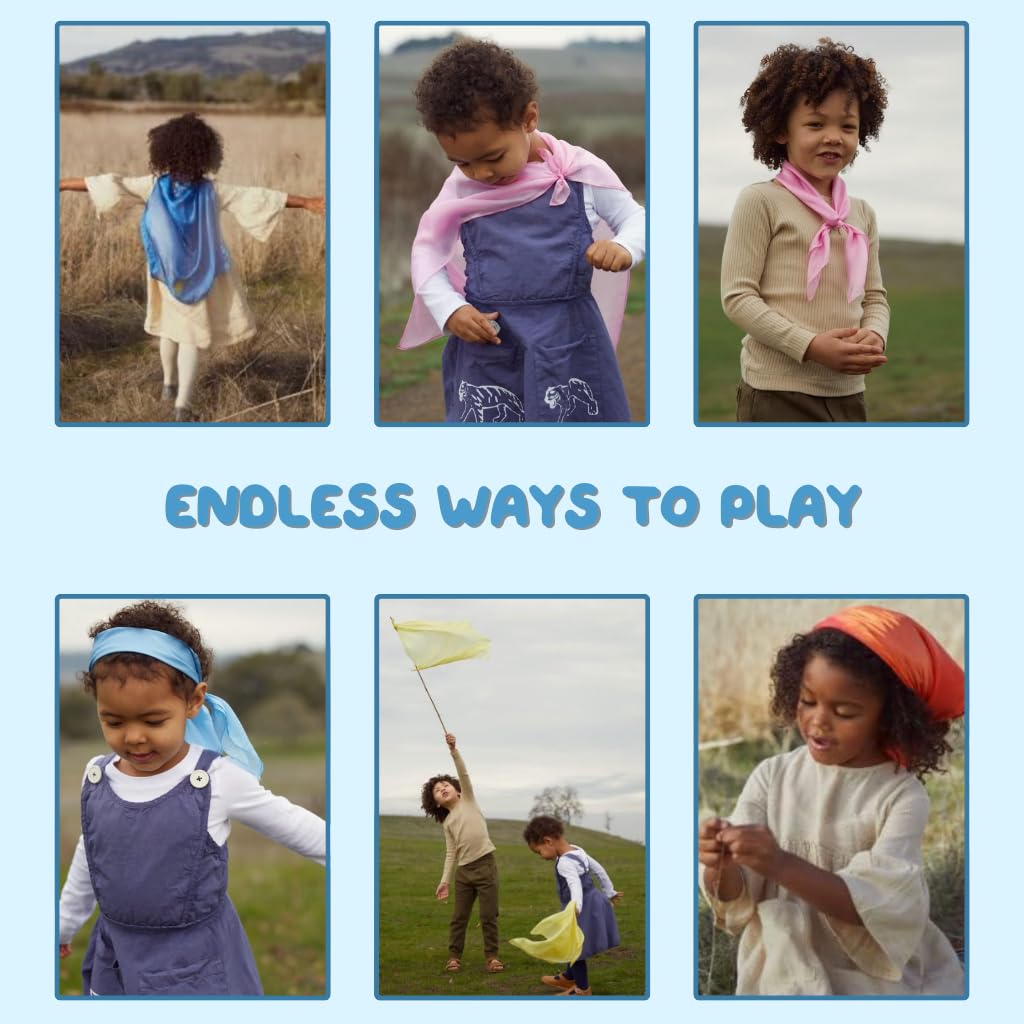 Sarah's Silks Mini Playsilks | Solid Colors | Creative Waldorf Toys for Education and Open-Ended Play (Set of 6 Primary)