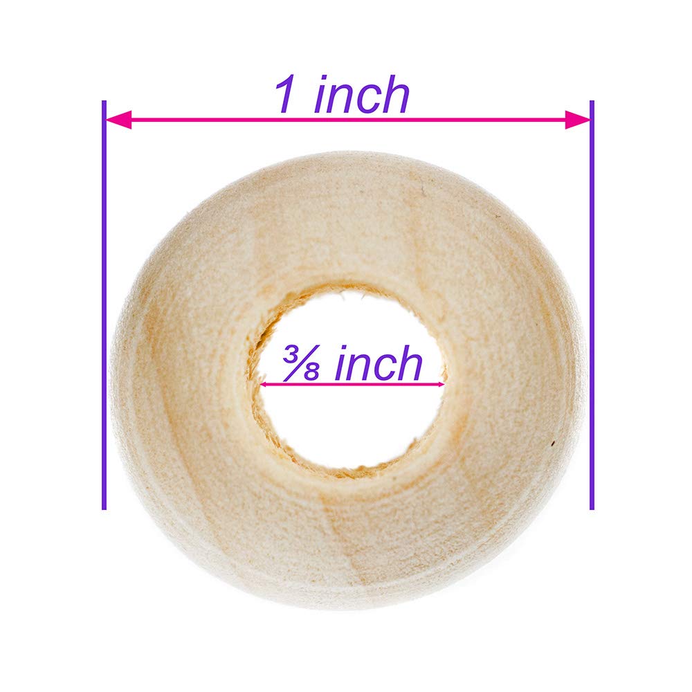 20 Pack of 1 Inch Natural Wooden Round Ball Spacer Beads - Charms for DIY Crafts