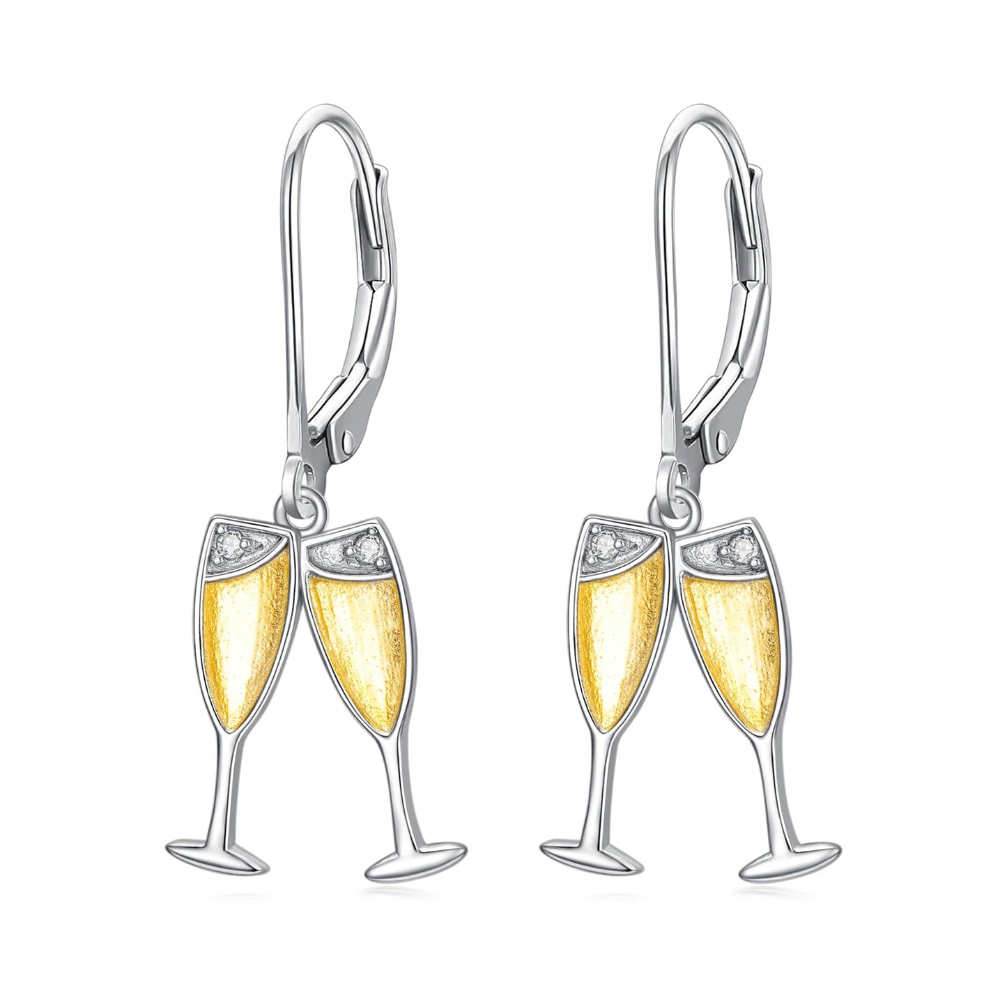 PELOVNY Champagne Earrings for Eomen S925 Sterling Silver Wine Drop Dangle Earrings Wine Jewelry Gift for Women