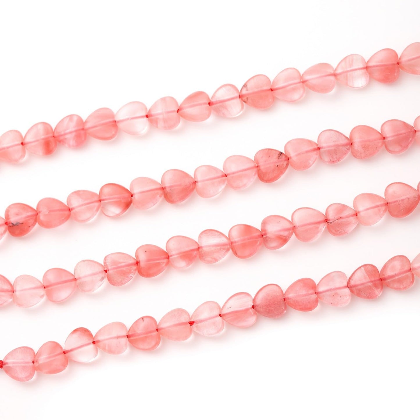 Natural Heart Shaped Watermelon Red Stone Beads 10mm Loose Crystal Healing Beads for DIY Necklace Bracelet Making Gemstone Craft Supplies