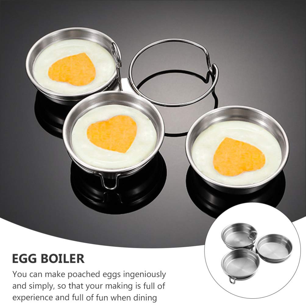 Angoily Egg Poacher Set with Oil Brush - Stainless Steel Egg Mold and Boiling Tray 7.28X7.28X1.18In Easy Clean and Handle for Home Kitchen Cooking