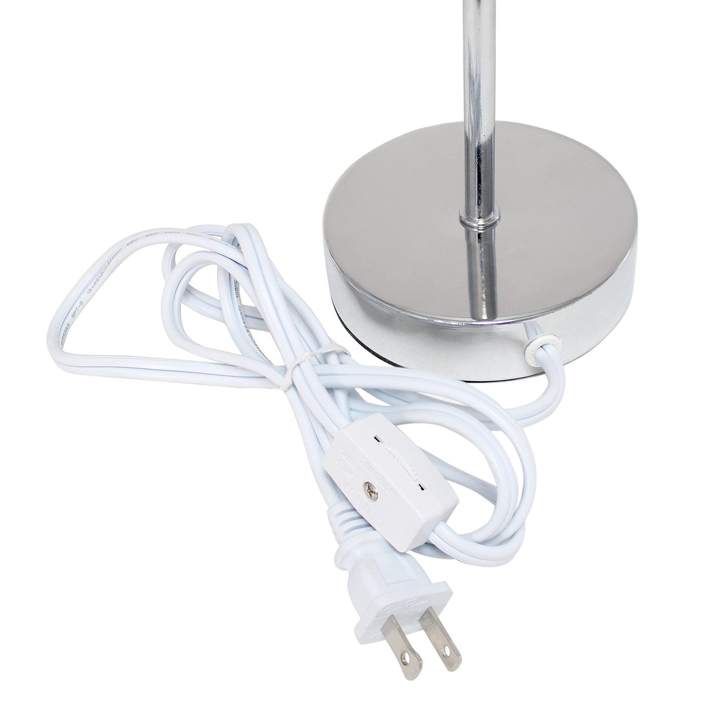 Simple Designs LT2007-GRY-2PK Chrome Mini Basic Table Lamp with Fabric Shade 2 Pack Set, Gray