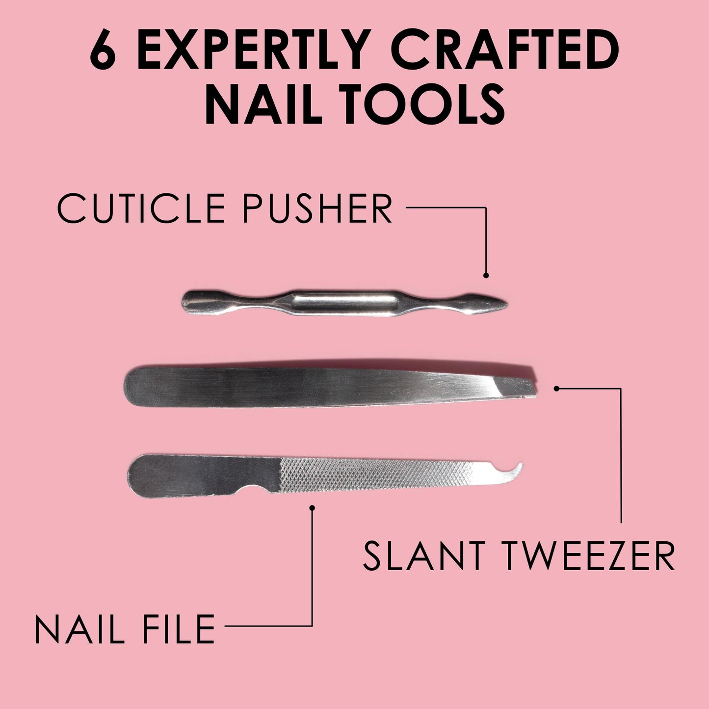 JAPONESQUE Travel Manicure Kit – 6-Piece Nail Tool Set in Compact Case for At-Home & Travel Use