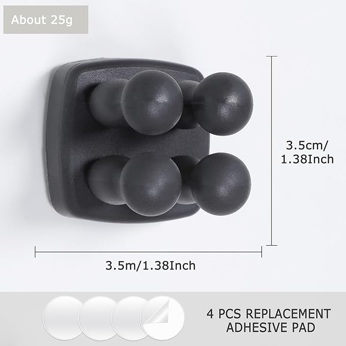 Silicone Toothbrush Holder Multi-Function Hook Waterproof self Adhesive Single Toothbrush Hook Plug Holder for Wall for Hanging Bathroom Kitchen Living Room Office (Square-Black)