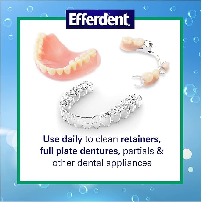 Efferdent Retainer Cleaning Tablets, Denture Cleaning Tablets for Dental Appliances, Minty Fresh & Clean, 44 Count (Pack of 5)