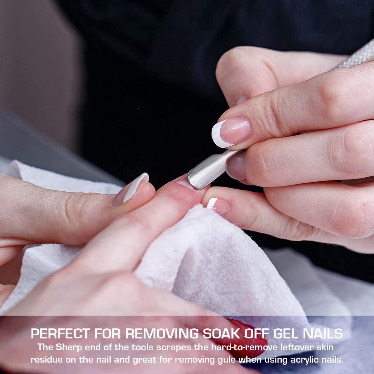 EAGERBEAUTY Cuticle Pusher and Spoon Nail Cleaner - Professional Grade Stainless Steel Cuticle Remover and Cutter - Reliable Manicure and Pedicure Tool - Fingernails and Toenails (Type A)
