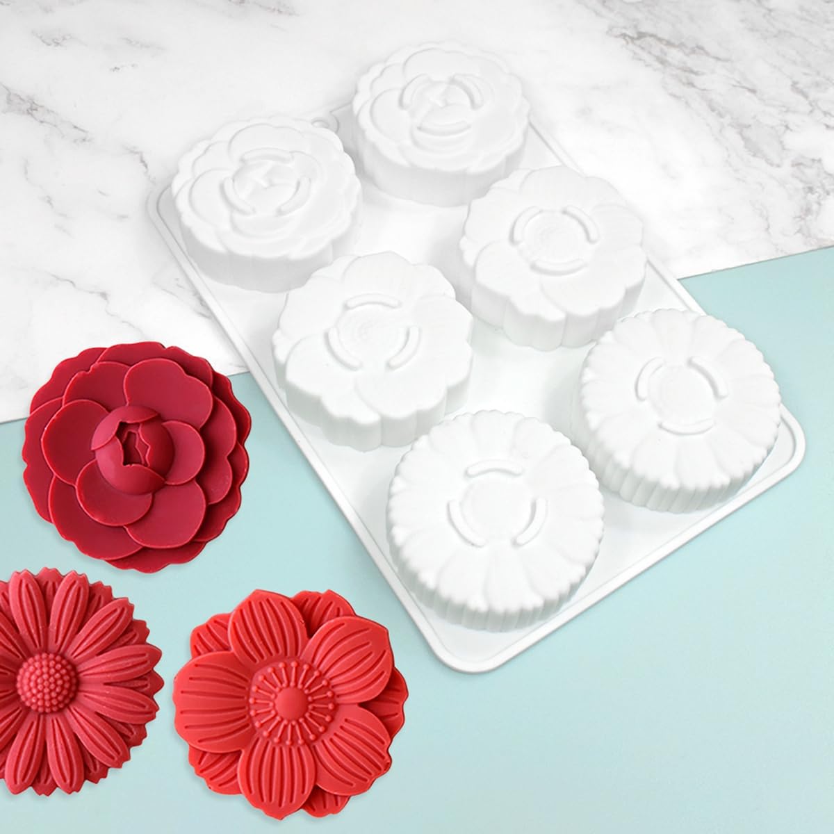 mostsom 6 Flower Silicone Cake Mold Handmake DIY Bread Mould Silicone Moulds For Cake Mooncake Mold Cake Tools