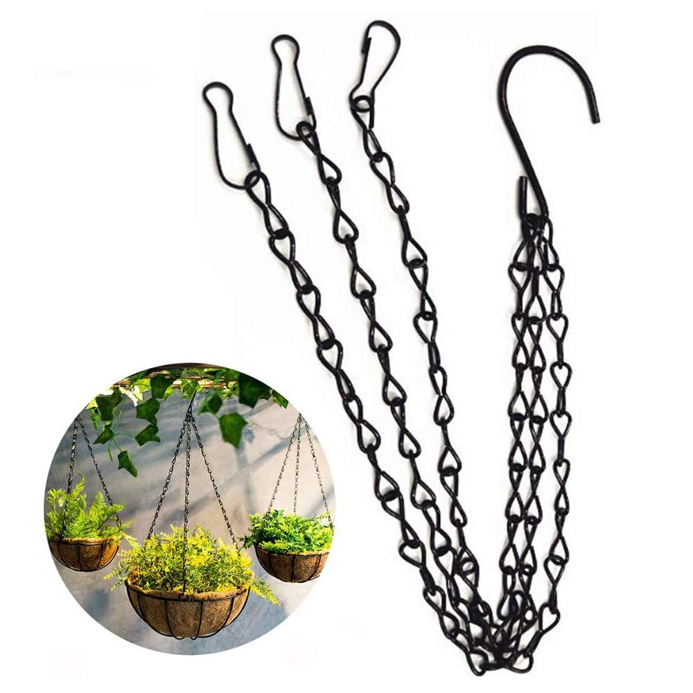 KABB Hanging Basket Chains, Black Iron Sling Chain, 20" L x 20" W x 0.8" H, Indoor/Outdoor, Holds Up to 20 lbs, 2 Pack