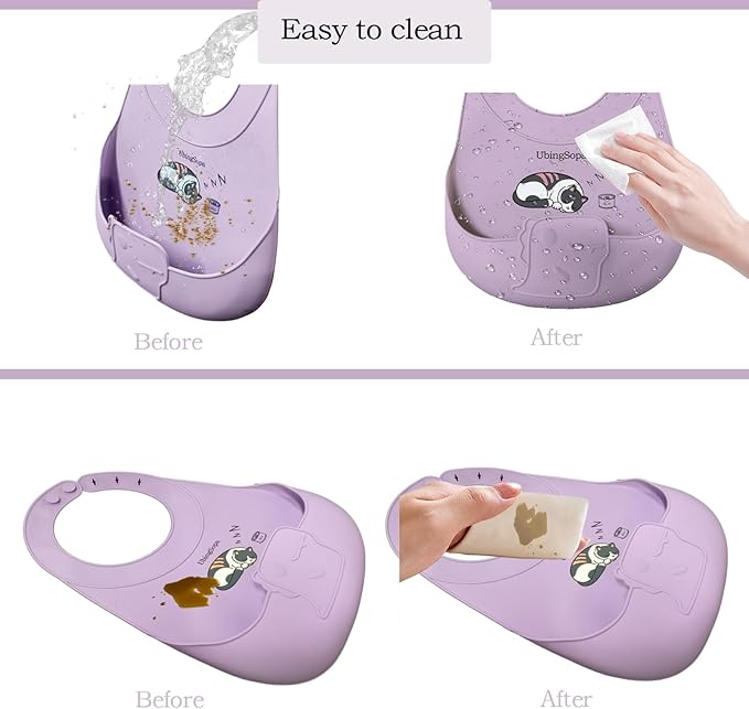 Silicone Baby Bibs – Adjustable, Soft, Waterproof & Durable, with Large Food-Catching Pocket, Feeding-Friendly